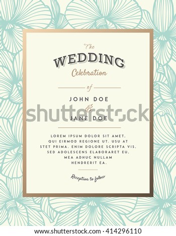 Elegant wedding invitation with orchid flowers. Perfect for wedding or announcements, mothers day, valentines day, birthday cards. Floral pattern
