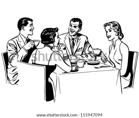 Clip Art Retro Clipart retrocliparts portfolio on shutterstock couples dining retro clipart illustration