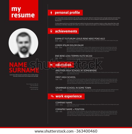 vector minimalist cv resume template with nice typogrgaphy design red and black version - Cv Design Templates Vector vector minimalist cv resume template with nice typogrgaphy design red and black version - Cv Design Templates Vector