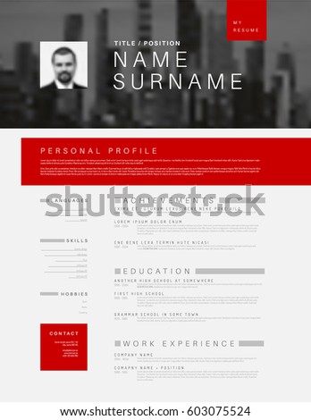 Vector Minimalist Cv Resume Template Dark Stock Vector Vector Minimalist Cv Resume Template Dark Stock Vector