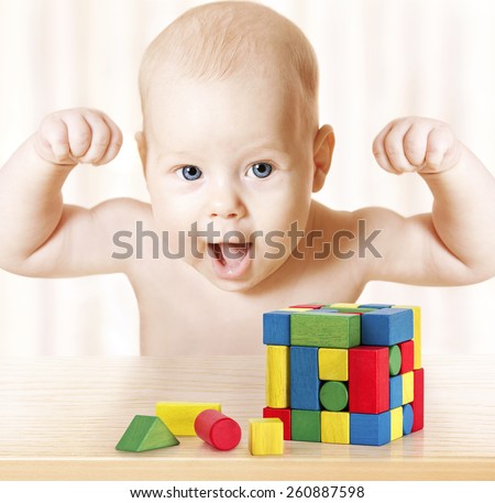 smart baby playing toy blocks strong healthy child laughing hand raise up little - Images Of Little Kids smart baby playing toy blocks strong healthy child laughing hand raise up little - Images Of Little Kids