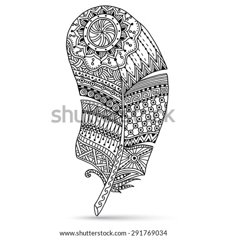 Handdrawn Wolf Side View Ethnic Floral Stock Vector 369188840