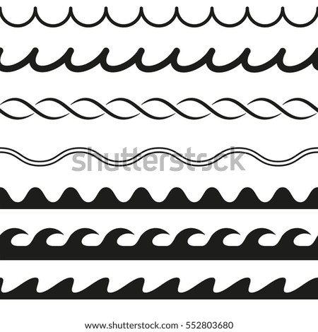 Set Water Seamless Lines On White Stock Vector 552803680 - Shutterstock