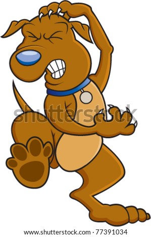 Dog with fleas and ticks - stock vector