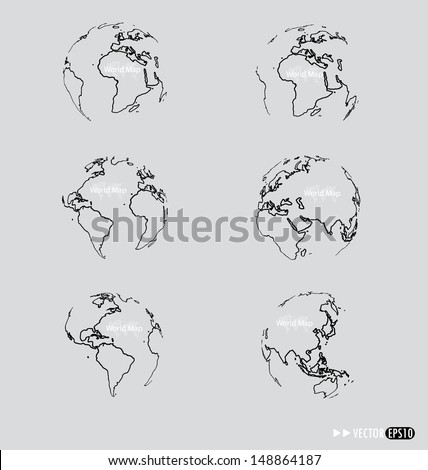 World Map Line Drawing Stock Images, Royalty-Free Images & Vectors ...