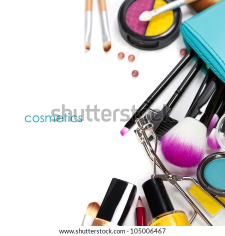 Decorative cosmetics isolated over white