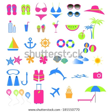 Vector Illustration Items Related Beach Activities Stock Vector ...