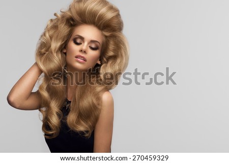 Hair Volume Portrait Beautiful Blonde Long Stock Photo 