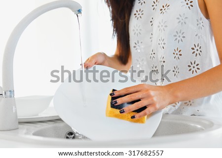 Kitchen Sink With Clean Dishes dish-washing stock images, royalty-free images & vectors Kitchen Sink With Clean Dishes dish-washing stock images, royalty-free images & vectors