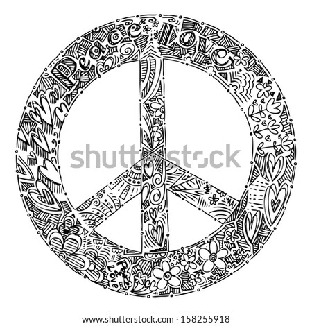 Black and white PEACE symbol - stock vector