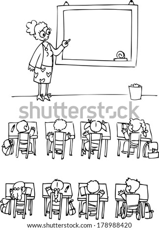 Classroom Teacher Pupils Cartoon Illustration Kids Stock Vector ...