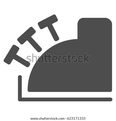 Cash Register raster pictograph. Illustration style is a flat iconic gray symbol on a white background.
