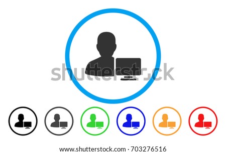 Computer Administrator Vector Rounded Icon Image Stock 