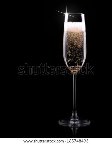 luxury champagne glass on a black background