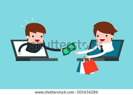 Online Shopping Illustration Trendy Cartoon Stock Vector 505656286