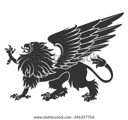 Black Griffin Heraldry Tattoo Design Isolated Stock Vector 346297766 ...