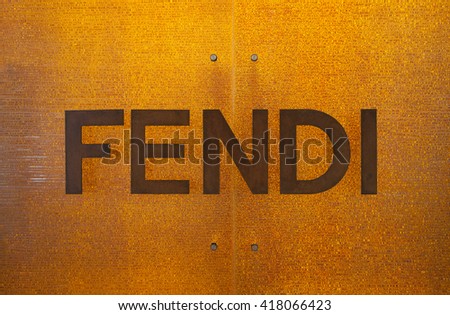 SINGAPORE - MAY 01 : Fendi logo sign at Marina Bay Sands, It's Italian luxury fashion house whose specialities include ready-to-wear, leather goods, shoes, etc. Founded in 1925 in Rome on May 01, 2016