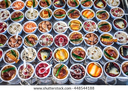 HOI AN, VIETNAM - OCTOBER 21: Food dished model and key chains, It's famous souvenir of Hoi An old town. Hoi An was declared a World Heritage Site by UNESCO on Oct 21, 2014.