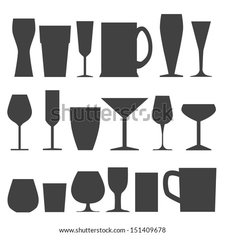 Large Set Vector Silhouettes Alcohol Coffee Stock Vector 26504152 ...