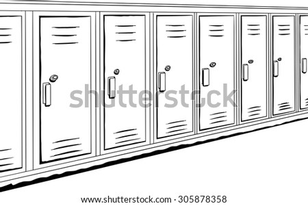Outline Background Cartoon Empty Locker Hallway Stock Vector 305901572