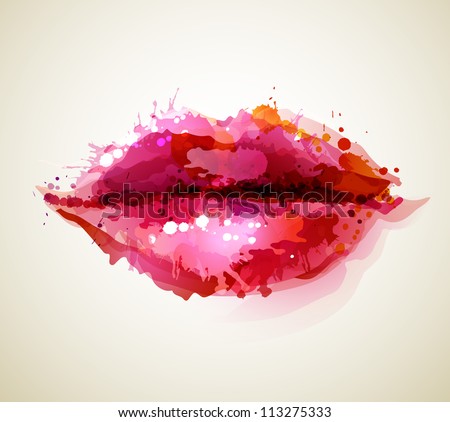 Beautiful woman�s lips formed by abstract blots
