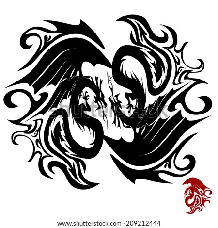 Black Red Tribal Dragon Tattoo Vector Stock Vector 366701969 - Shutterstock