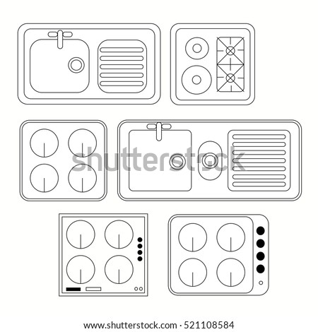 Architecture Design Elements top view kitchen elements furniture symbols stock vector 521108584 Architecture Design Elements top view kitchen elements furniture symbols stock vector 521108584