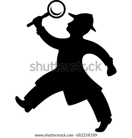 Detective Holding Magnifying Glass Silhouette Stock Vector 682258189 ...