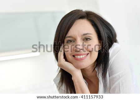 Portrait Smiling Mature Darkhaired Woman Stock Pto 14 ...