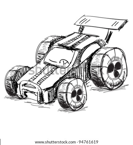 Cartoon Racing Car Toy Hand Drawing Stock Illustration 137160917