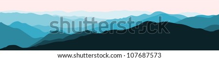 Panorama vector illustration of mountain ridges (based on the Smokey Mountains)