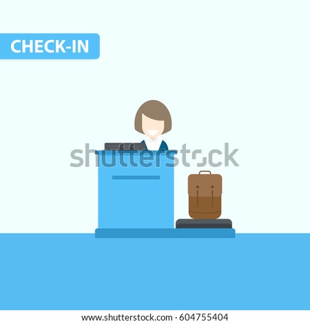 Airport check-in desk. Vector illustration