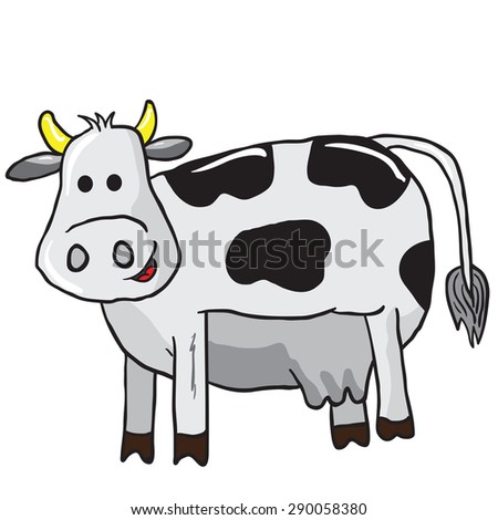 Cow Eating Grass Cartoon Vector Illustration Stock Vector 140799379 ...