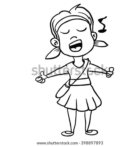 Black White Girl Sing Cartoon Stock Illustration 398897893 - Shutterstock