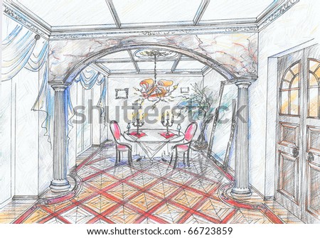 Dining Room Sketch Stock Images, Royalty-Free Images & Vectors