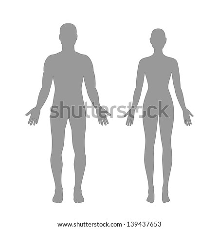 Vector silhouettes of man and woman in grey color