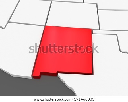 3 Dimensional Map Of The United States Three-dimensional map of New Mexico. USA. 3d