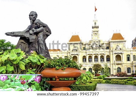 Ho Chi Minh City Hall in Ho Chi Minh City, Vietnam. It is known as Ho Chi Minh City People's Committee Head office and was built in 1902-1908.
