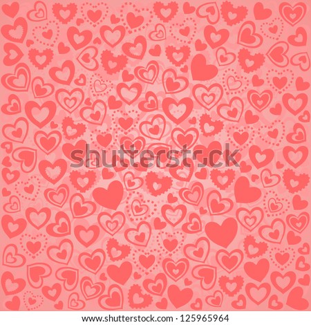 Valentine's Day Seamless Background of Pink Hearts, Vector Version