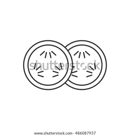 Cucumber icon in thin outline style. Food, vitamin, spa, masking, eyes