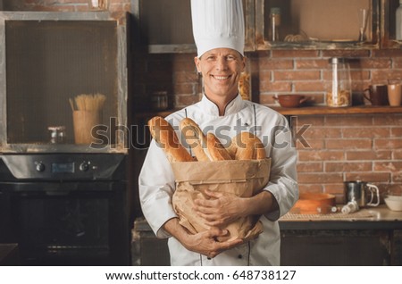 Bakery chef cooking bake in the kitchen professional