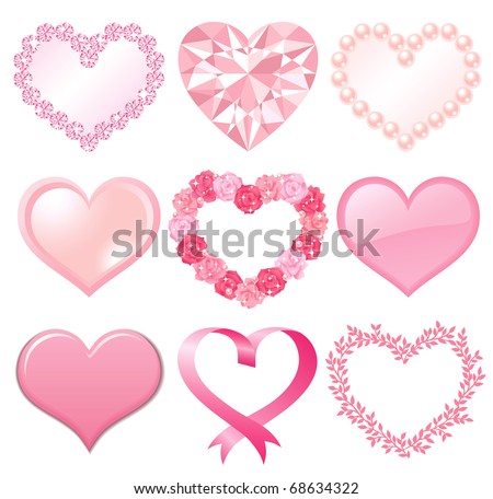 set of pink hearts