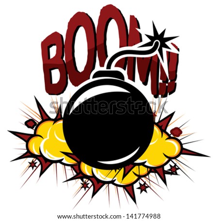 Bomb Explodes Loud Round Boom Vector Stock Vector 70656760 - Shutterstock