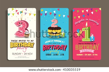 Birthday Anniversary Numbers Candle Funny Character Stock Vector 410035519 Shutterstock Candle Invitations Templates