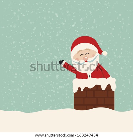 santa wave in chimney snow background