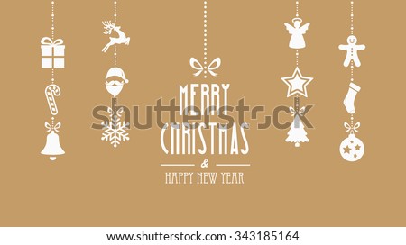 merry christmas decoration elements hanging gold background