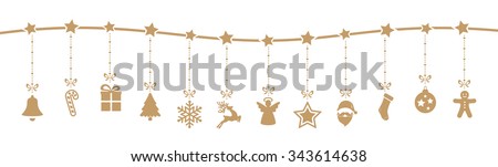 christmas decoration elements hanging isolated background