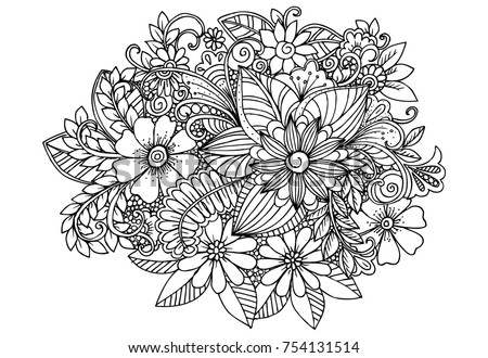 Handdrawn Design Element Doodle Art Flowers Stock Vector 389879917 ...