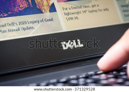 BANGKOK, THAILAND - FEBRUARY 02, 2016: Closeup Dell logo on new Dell Vostro 5459 notebook.