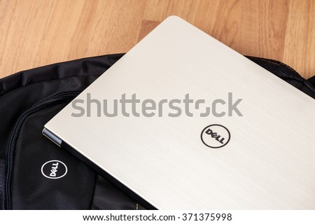 BANGKOK, THAILAND - FEBRUARY 03, 2016: The new Dell Vostro 5459 (Gold) notebook.